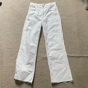Zara White High Rise Wide Leg jean